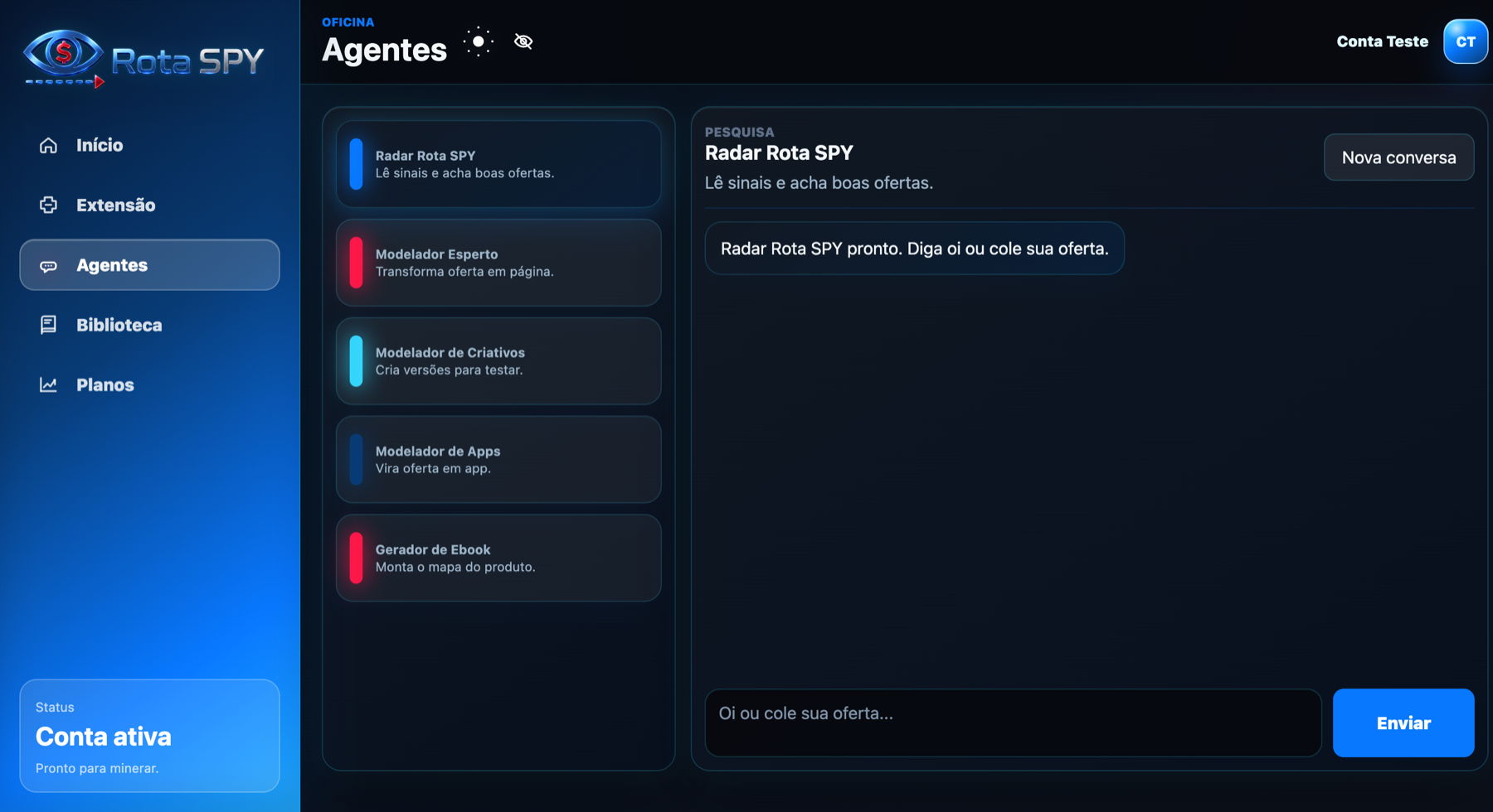 Tela de agentes da Rota SPY